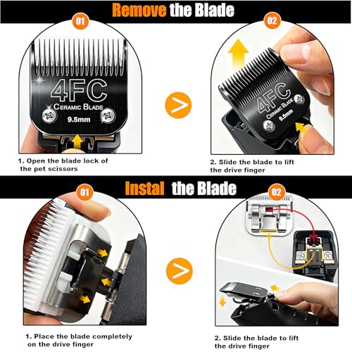 Dog Grooming Clipper Blades Replacement Compatible with Andis Dog Clipper (Black(3FC+4FC+5FC+7FC) / Black)