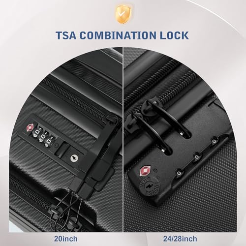 Luggage Sets 5 Piece Front Open (3-piece Set(20/24/28) / Black-1(20 top-open))