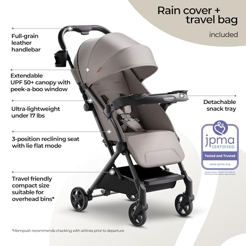 Lithe V2 Lightweight Travel Stroller with Organizer Included (Khaki)