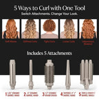 5-in-1 Curling Wand Set, Interchangeable 0.5" - 1.25" Barrels (0.5" to 1.25")