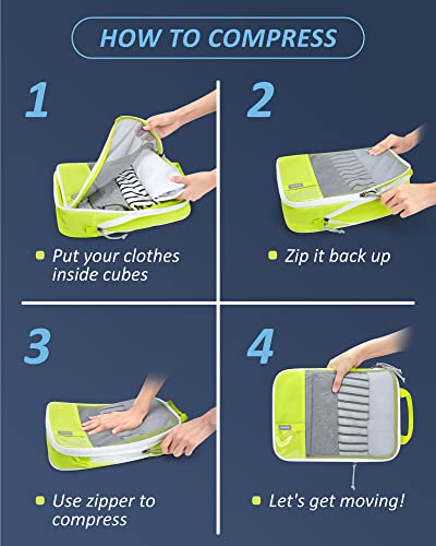 6 Set Compression Packing Cubes (Highlight Yellow / Set of 6)