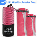 2 Pack Microfiber Travel Towel (S 32" x 16"+ 32" x 16" / Hot Pink)