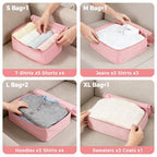 9 Set Packing Cubes with Packing List Luggage Packing Organizers for Travel Accessories (Pink)