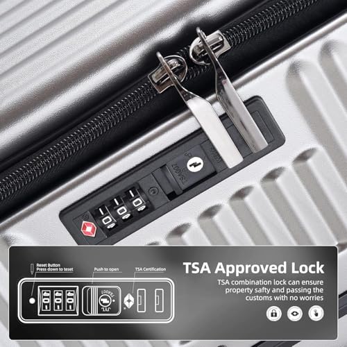2 pieces 20 29 Aluminum Frame Carry On and Checked Luggage Set (Dark Gray / 20/29 Inch with Side Opening)