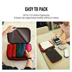 BeeNesting 2 Layers Large Compression Packing Cubes 2 set for travel carry on Compressible Packing Bags for clothes (Black Red / 2 Pack(26L+26L))
