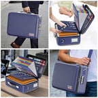 Fireproof Document Box Hard Case with Lock ＆ Accordion File Folder (15.2" x 11.2" x 5.3"(colorful) / Blue)
