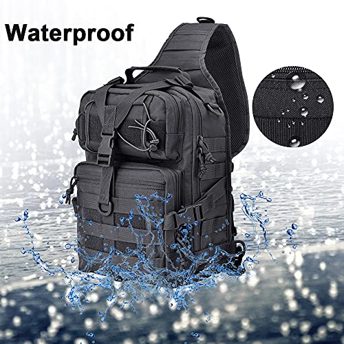 Tactical Sling Bag Backpack for Men (Black & Blue)