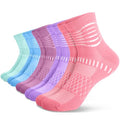 Ankle Compression Socks Women Men Plantar Fasciitis Relief 5 Pairs (Medium / Cyan+light Blue+rose Red+purple+pink(5 Pairs))