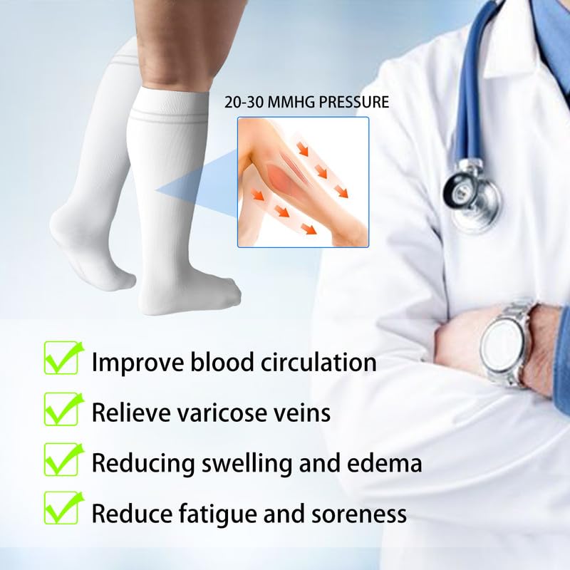 Viscose Made from Bamboo Compression Socks for Pregnant Women 20 (Small / 4 Pair-white)