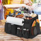 Large Grill Utensil Caddy with Paper Towel Holder for Cook Supplies (Black)