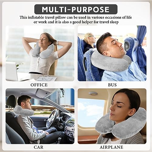 2 Inflatable Neck Pillow Airplane Travel (Gray)