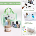 6 Packs Clear Makeup Bags (Green-6PCS (Large+Medium+Small))