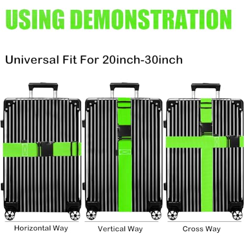 Luggage Straps for Suitcases TSA Approved (Limegreen)
