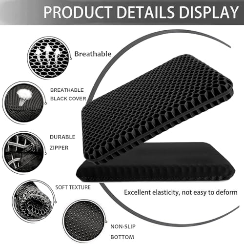 Gel Seat Cushion (Black / 16.5 x 14.5 x 2 inch)