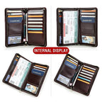 Top Grain Leather Travel Passport Wallet Holder for Man & Woman (For 4 Passports-Zipper Style / Classic-Glossy Coffee)