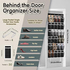 Over the Door Shoe Organizer with 30 Breathable Mesh Pockets (2PC-Black)