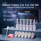 Beetles Silver Cat Eye Gel Nail Polish Set (A - Silver Blue Purple | Dusted Galaxy)