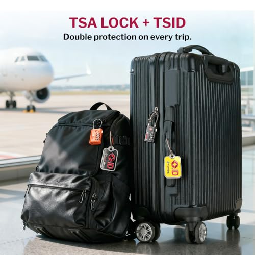 TSA Approved Luggage Locks and Lost & Found Tags (Black 2 & TSID)