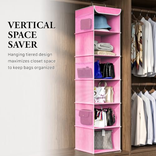 6 Shelf Hanging Closet Organizer (6 Shelf / Pink)