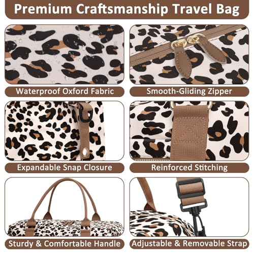 Women Travel Duffle Bags (Leopard Print / Large)