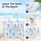 Large Beach Bag for Women (Blue White)