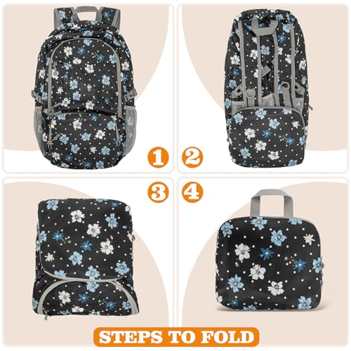 Lightweight Packable Backpack 30L (30L / D-black,floral Pattern)
