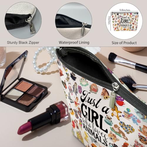 Animal Lovers Gifts for Women Cute Animal Accessories Stuff Cosmetic Bag travel Makeup Bag Gifts for Women Best Friend Birthday Friendship Appreciation Anniversary Graduation Christmas Mothers Day (Girl Animals 1199)