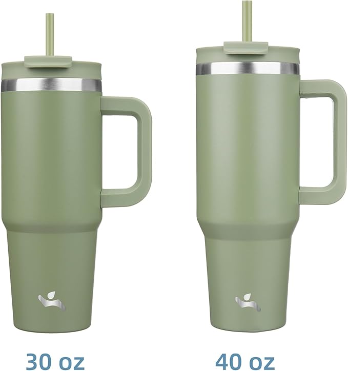 30 oz Tumbler with Handle and 2 Straws, 2 in 1 Lid Insulated Water Bottle - Image 3