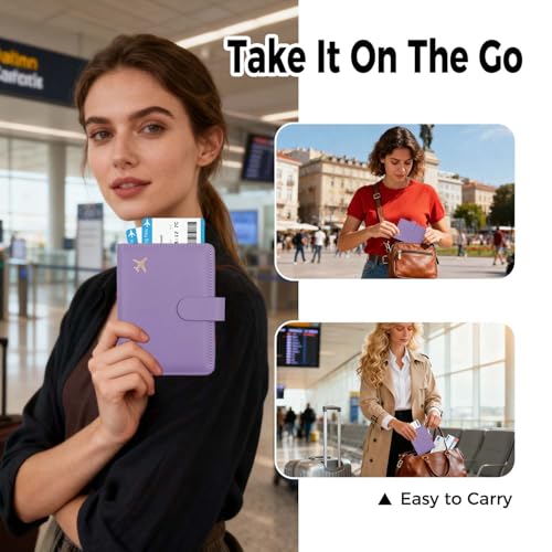 Premium Leather Passport Holder Covers Case (AIR-PURPLE)