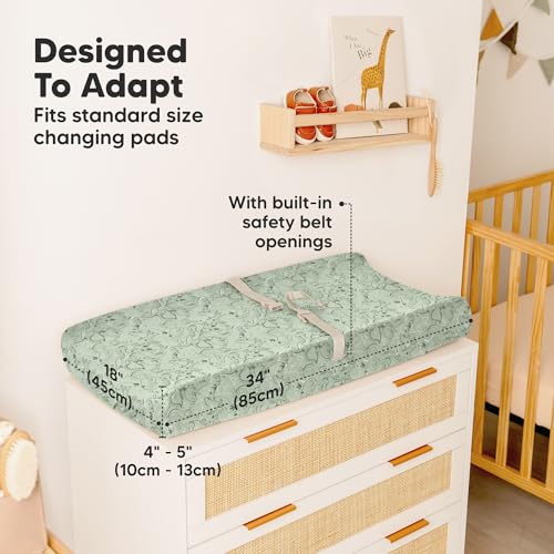 2 Pack Organic Changing Pad Covers for Girl (DinoDood)
