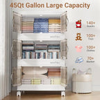180Qt Stackable Storage Bins with Lid (White / 45QT-4Pack)