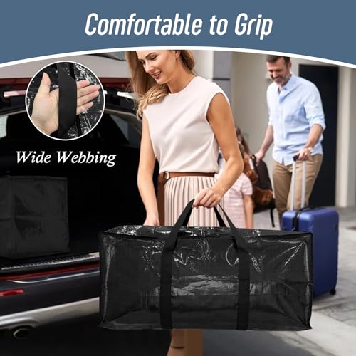 6 Pack Extra Heavy Duty Large Moving Bags with Strong Zipper (Black / 6 Pack)