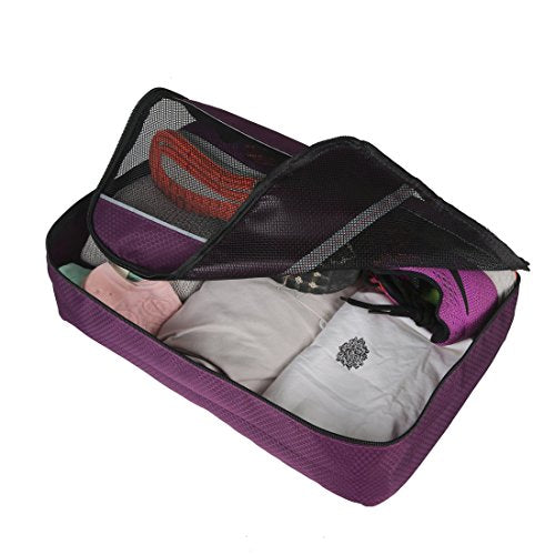 5 Set Packing Cubes for Travel Large Suitcase Luggage Organizer Bags Travel Accessories Vacation 4 Cubes 1 Laundry Pouch Bag (Purple)