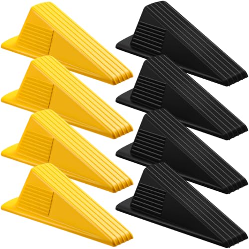 8 Pcs Jumbo Door Stoppers Heavy Duty Rubber Doorstop (Black,Yellow)
