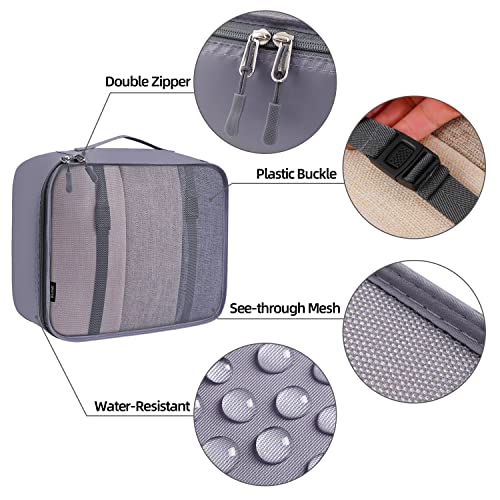 10 Set Packing Cubes Various Sizes Packing Organizer for Travel Accessories Luggage Carry On Suitcase (10-Grey / 10 Set-full Mesh)