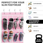 24 Pockets Clear Over the Door Shoe Organizer (Large Pockets / Pink)
