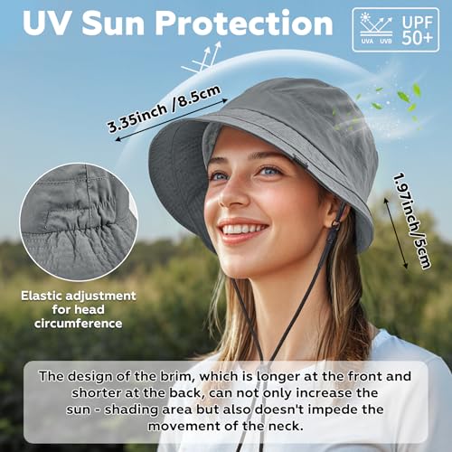 Lightweight Bucket Hat for Women Quick (One Size-Medium / Gray)