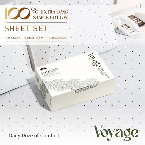 100% Egyptian Cotton Full Size Sheets Set (Full / 19 - Polka Dot Navy)