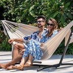 Lazy Daze Portable Hammock with Stand (Black Frame- Beige)