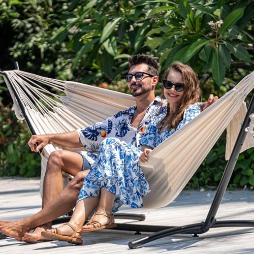 Lazy Daze Portable Hammock with Stand (Black Frame- Beige)