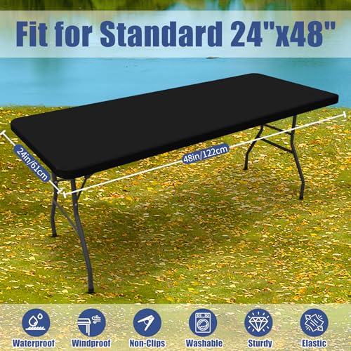 2 Pack Rectangle Spandex Fitted Table Cloth (Black / 48" x 24" (Rectangular))