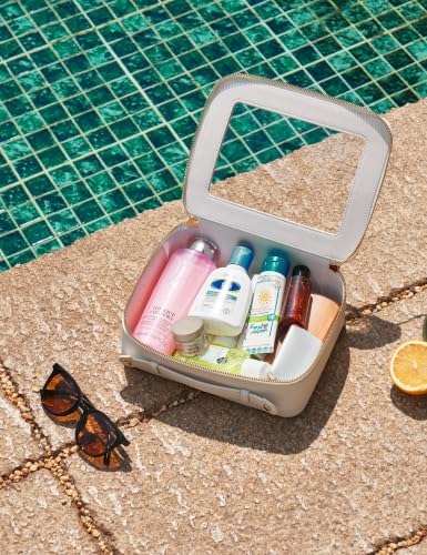 Clear Makeup Case White Toiletry Bag Travel Large Clear Cosmetic Bag with Zipper (White / Large Luxe)