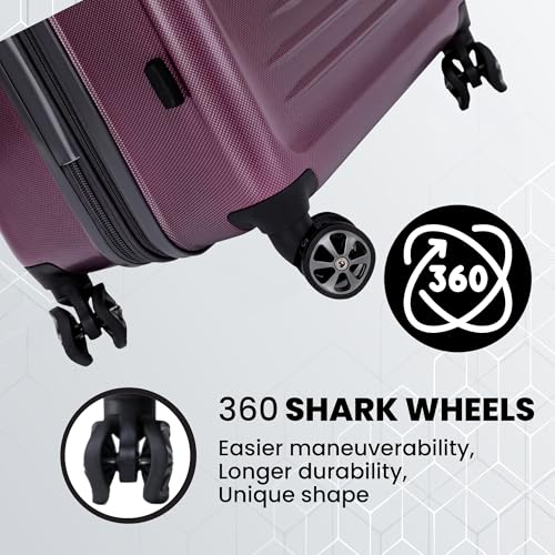 Rails 25 Inch Expandable Hardside Checked Suitcase with 360° Spinner Wheels (Burgundy / Medium Checked)