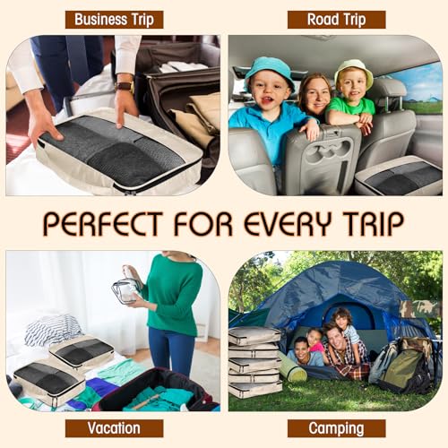 Packing Cubes for Suitcase Large Organizer Bags (Khaki / Large)