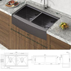 36 x 22 in Farmhouse Workstation Undermount Sink (Carbon black / 36 Inch)