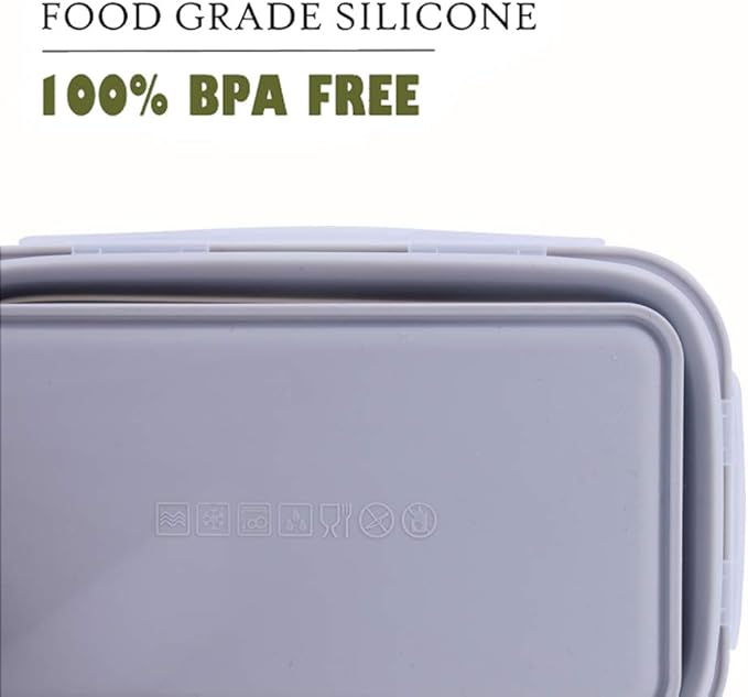 4 Pack Collapsible Silicone Food Containers Storage Lunch Bento Box - Image 3
