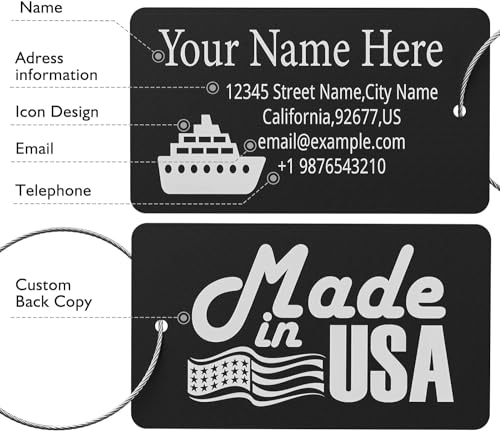 Luggage Tags for Suitcase (Black / Horizontal (2x3.5"))