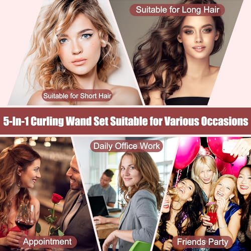 5 in 1 Curling Wand Set (Rose Gold)