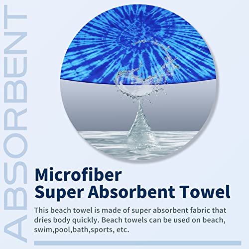 Microfiber Beach Towel Oversized 71x32 Multiple with Bag 4 Pack Bulk (4 Pack Turtle Tie Dye Mandala Flower / 71"x32")