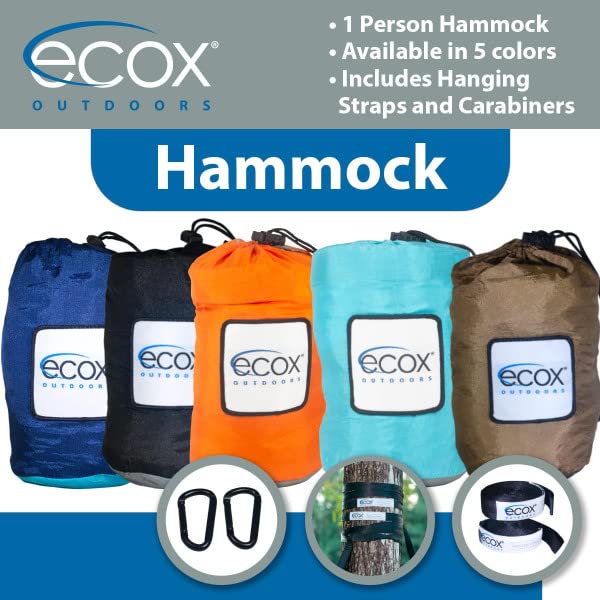 Outdoors Parachute Hammock Single with 2 Tree Straps (Blue-grey)